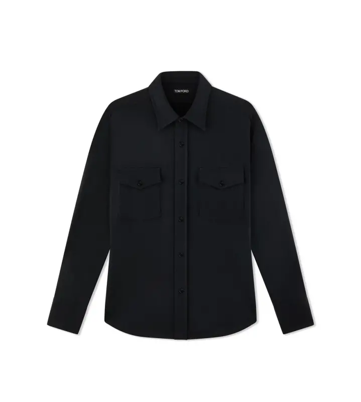 SILK COTTON BLEND SHIRT BLACK online
